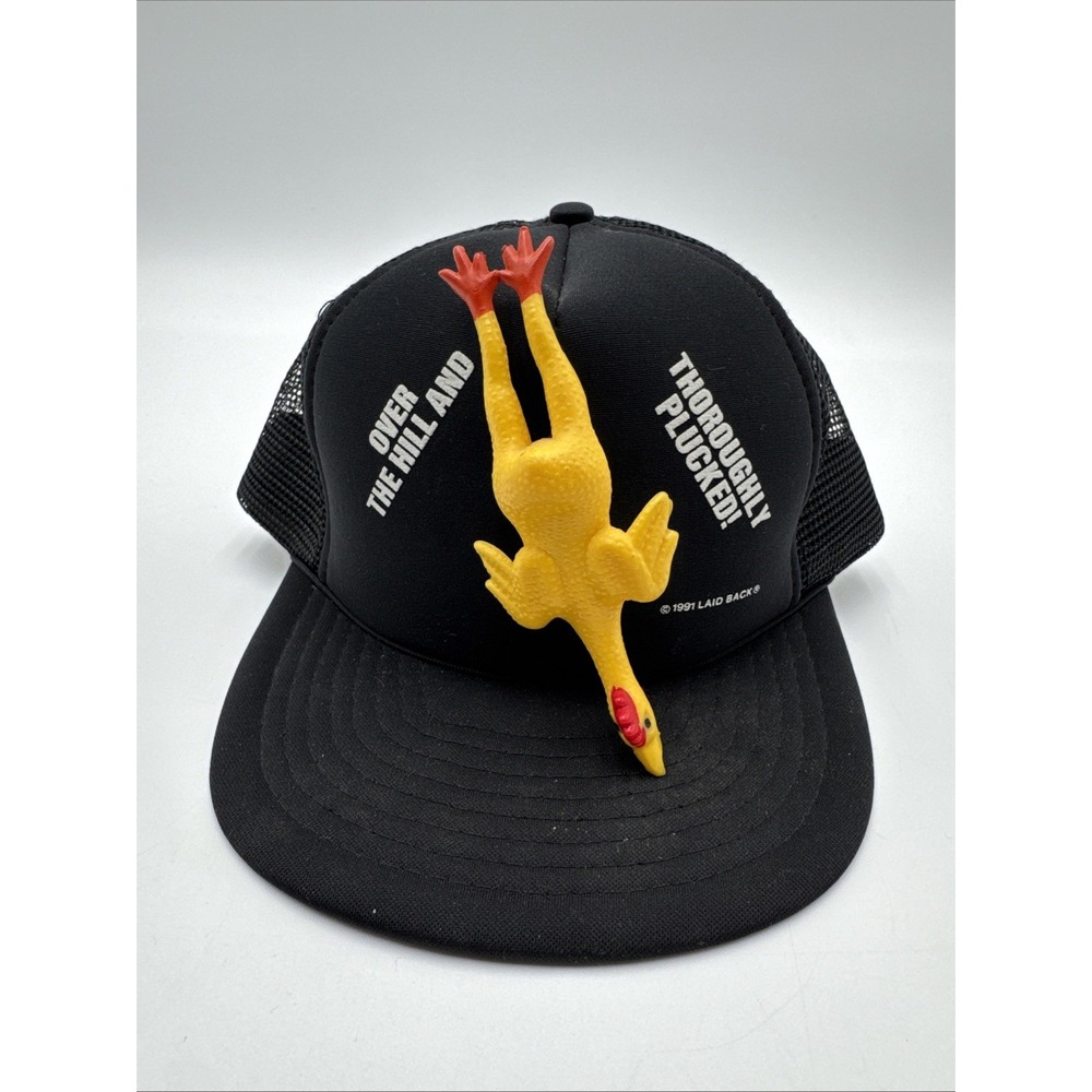 Vintage Over The Hill Throughly Plucked 1991 Trucker Hat Snapback Rubber Chicken
